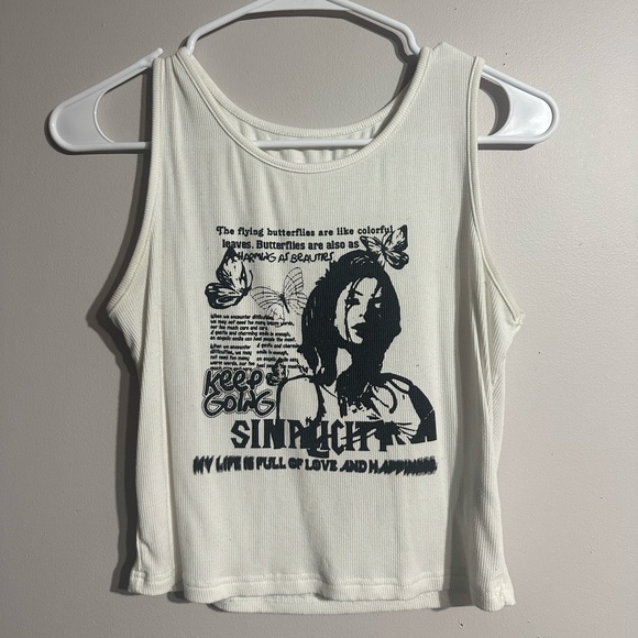 White Tank Top with Black Graphic - Picture 1 of 3